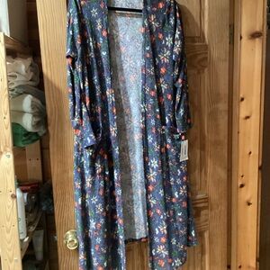 LuLaRoe Sarah Cardigan Duster in florals with birds